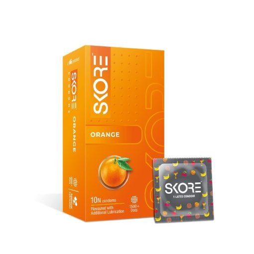 SKORE Orange Flavoured With Additional Lubrication Condoms-10PCS