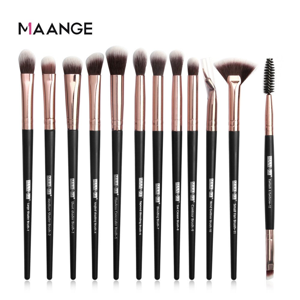 MAANGE Professionl Eye Makeup Brushes Set-12PC(Black)