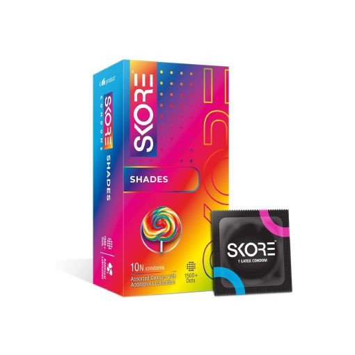 SKORE Shades Assorted Colours With Additional Lubrication Condoms-10PCS