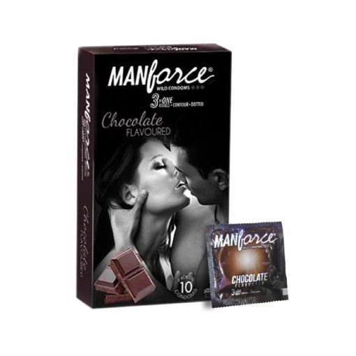 Manforce Wild Condom 3 in 1 Chocolate Flavour-10Pcsc